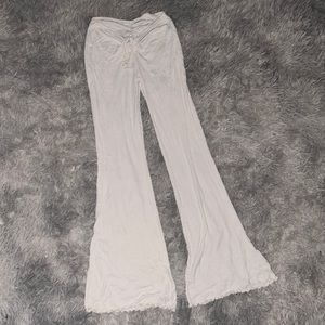 Aerie White Flowy Flared Adjustable Pants (Small)